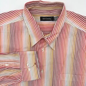 St. Croix Button Down Shirt Mens XL Multi Color Striped Made in Italy Cotton